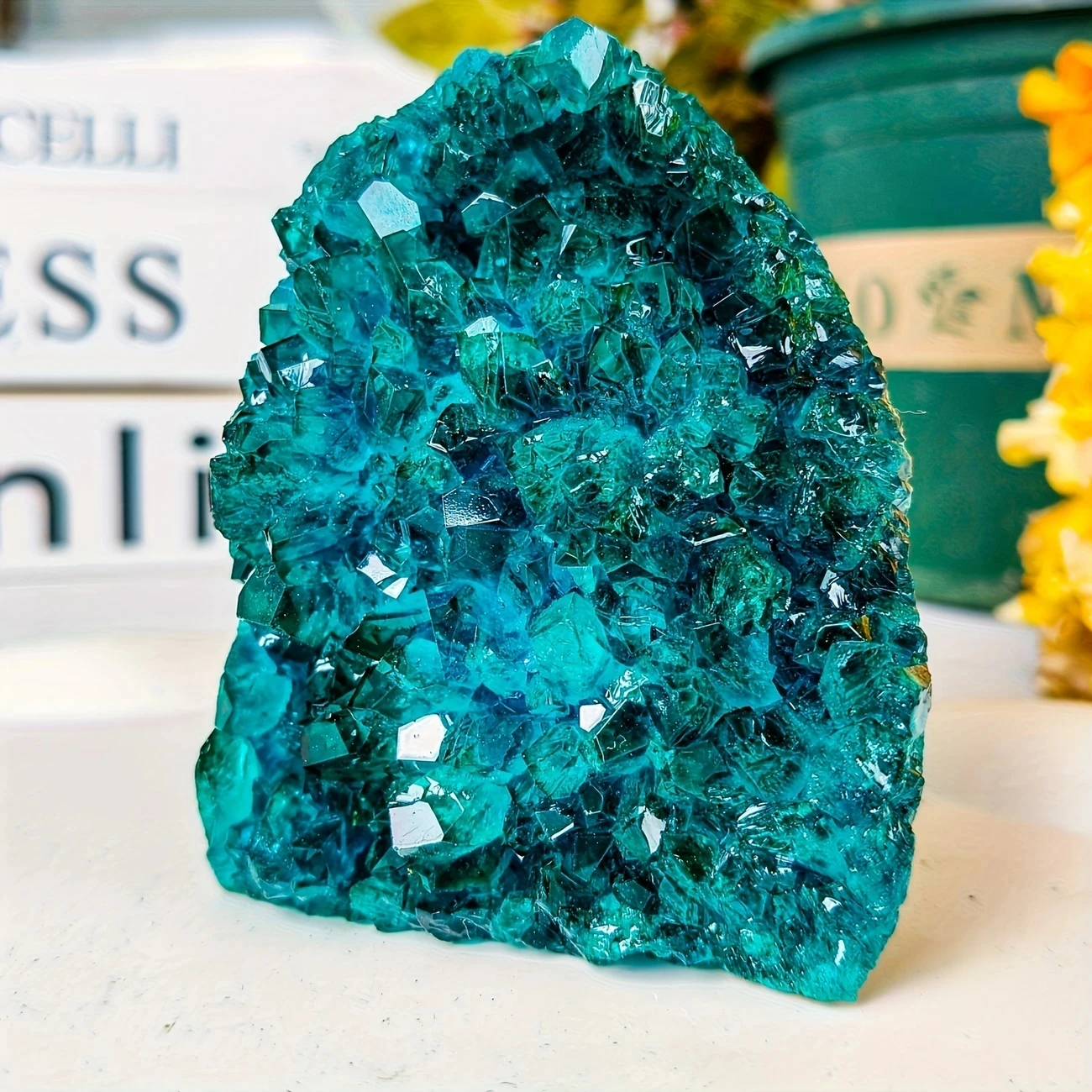 قطعة واحدة من مجموعة الكريستال الزرقاء الجميلة - أحجار كريمة ملونة، طراز بوهيمي، حياة، رائعة للديكور المنزلي #3