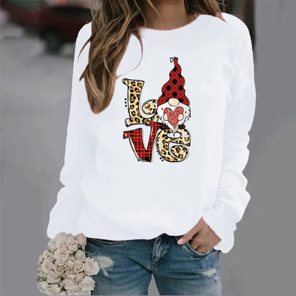 Crew-neck Hoodie Christmas Letter Printing New European and American Valentine\'s Day Hot Sales Streetwear Women  Sweatshirts