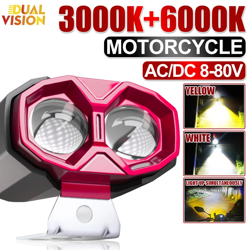 

H4 Auxiliary Motorcycle Lights 1PC 4X4 Off LED High Low Beam Universal Spotlight Moto Lamp SUV Front Additional Spot Light 3K 6K