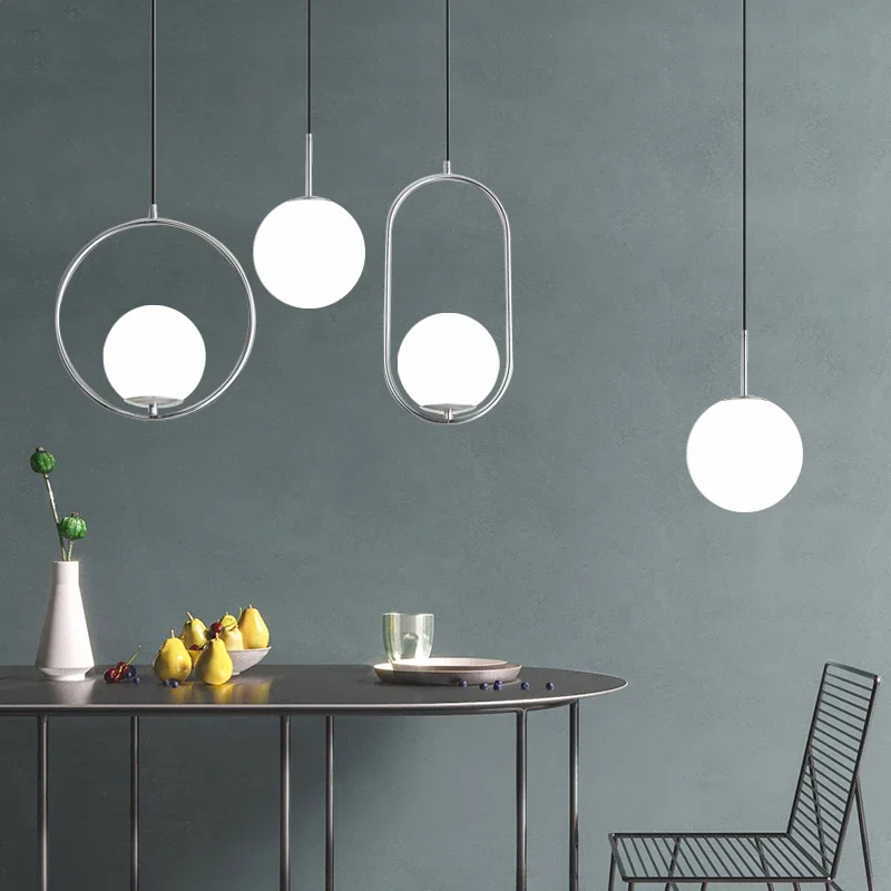 Lampade a sospensione a sfera di vetro nordico cucina moderna lampada a sospensione a LED sala da pranzo lampadario a sospensione in ottone nero cromato LightingL