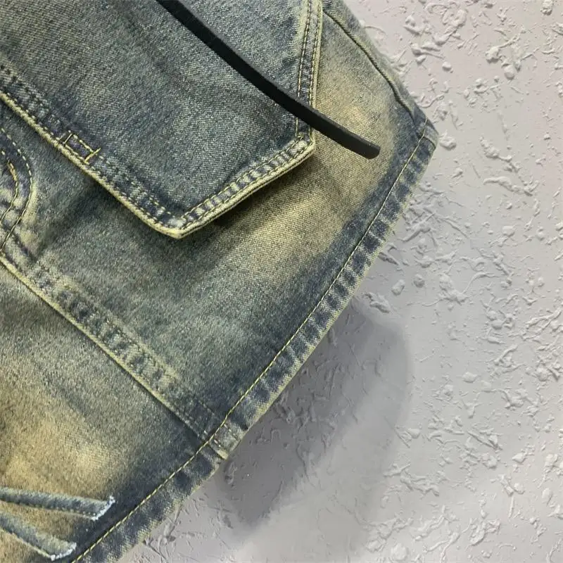 Retro Pittig Meisje Denim Korte Rok, Vrouwelijk Ontwerp, Slanke Pasvorm En Afslanken, Met Woord Omwikkelde Heuprok, Kleine Korte Rok