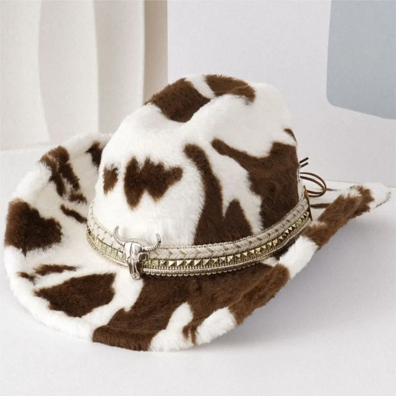 

New patterned top hat fashionable plush warm basin cap