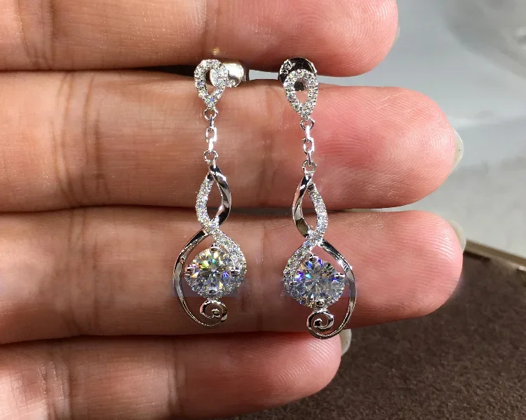 S925 Sterling Silver Dorp Earring Real Natural Diamond Jewelry for Women Silver 925 Jewelry De Mujer Bizuteria Earrings Girls