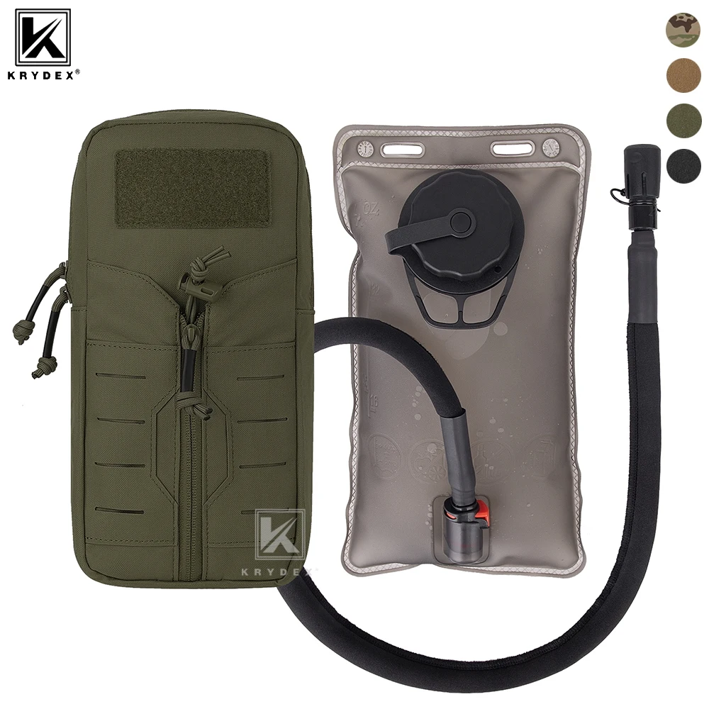 KRYDEX 500D Tactical 1L Hydration Pack MOLLE Pouch 34oz TPU Water Bladder Bag Outdoor Hiking Camping Hunting Accessories