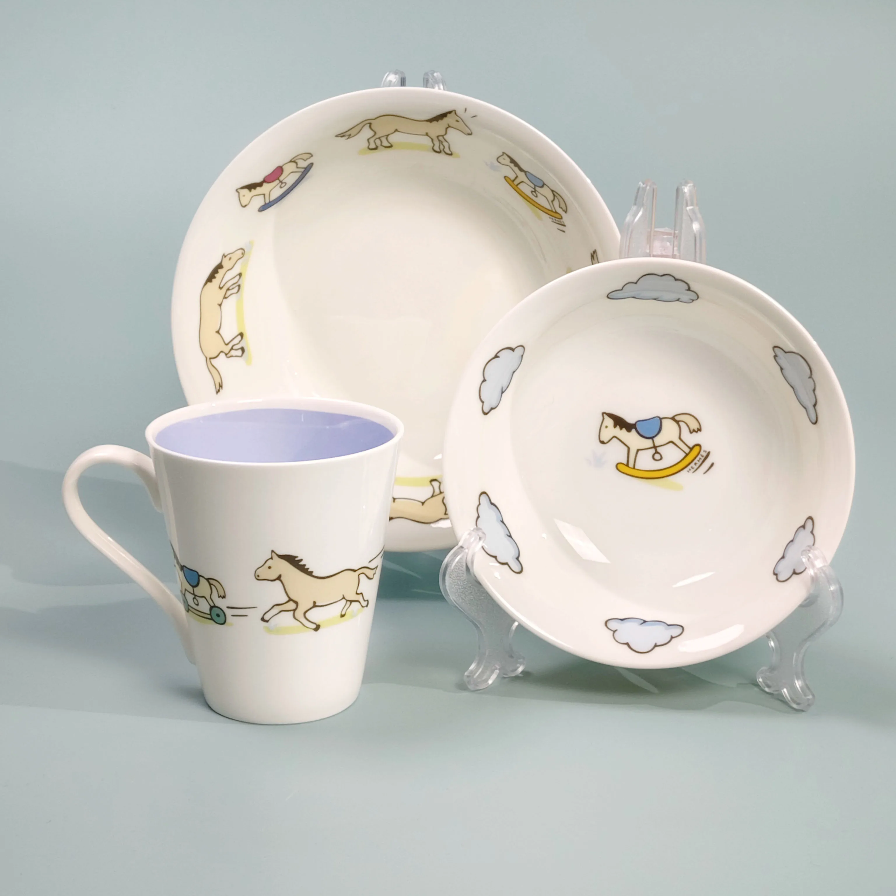 

Children's Tableware Set, Dinnerware For Children, Bone China Dinner Service, Dinner Plate, Dish, Bowl, Spoon, Water Mug, Cups