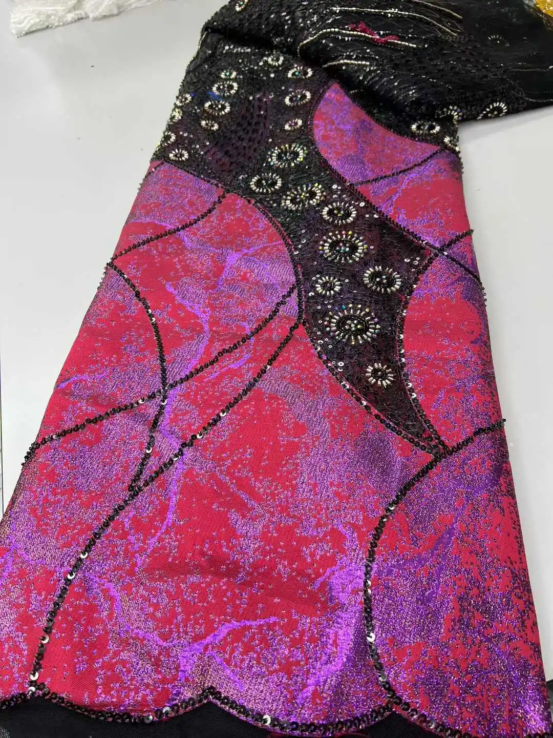 Luxury Sequins Mesh Lace Fabrics Lace Nigerian African Tulle 2025 French Tulle Beaded Net Lace for Women Evening Dresses ZX75HN