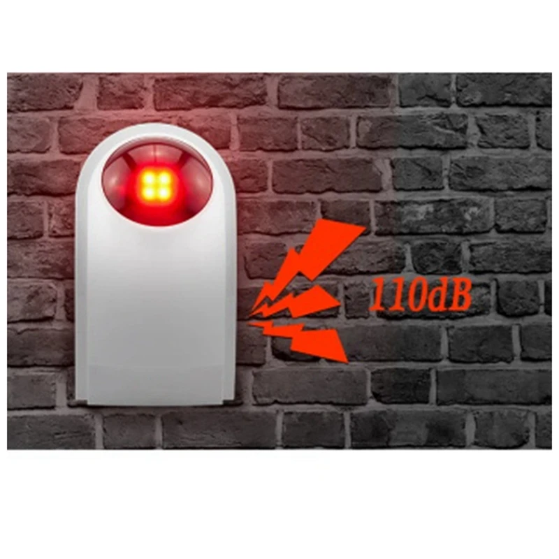 Sirene sem fio piscando para casa, sensor de luz estroboscópica, interior e exterior, Garage Alarm Security System, fácil de usar, EU Plug, 110DB, J008