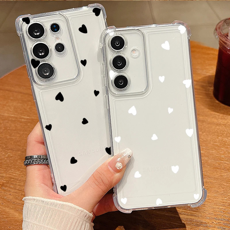 Small Love Heart Pattern Phone Case For Samsung Galaxy A57 A37 A17 A56 A16 A55 A36 A26 A15 A35 A54 Clear Shockproof Soft Cover