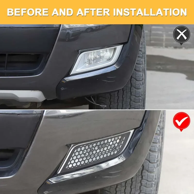 

2Pcs carbon steel black For Ford Ranger 2015-2022 car front fog light protection net decorative sticker protection accessories