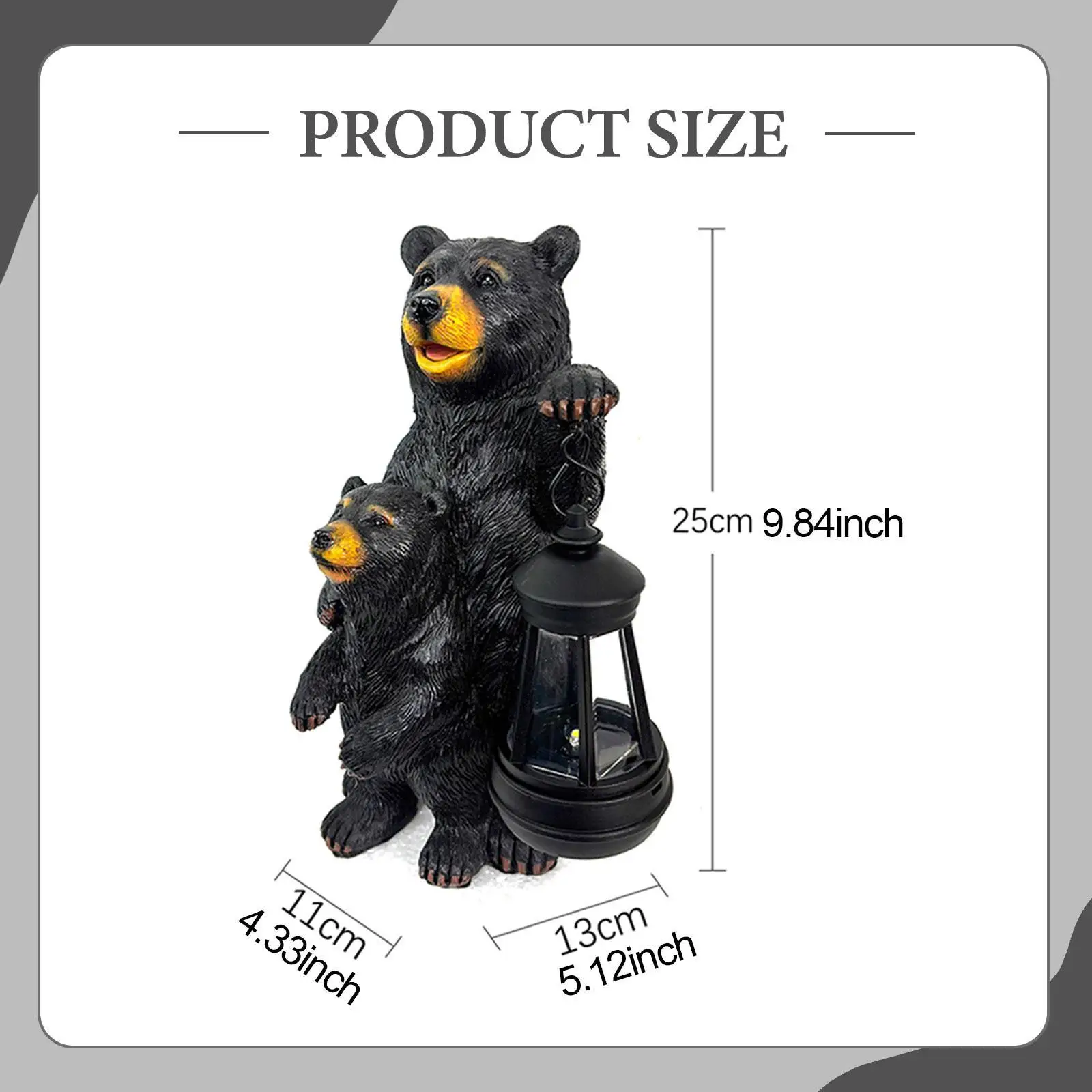 Garten Mutter Baby Bär Statue Solar Licht Hinterhof Outdoor Figur Laterne