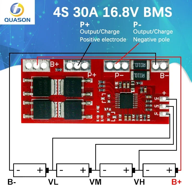 Quason 1/5PCS 4S 30A High Current Li-ion Lithium Battery 18650 Charger Protection Board 14.4V 14.8V 16.8V Overcharge