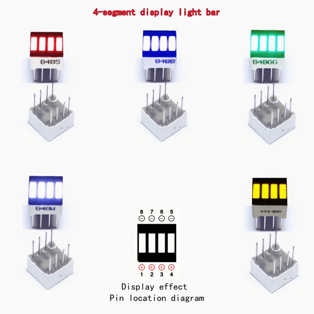10PCS Moduł wyświetlacza LED 4-segmentowy wykres słupkowy Ultra jasny czerwony zielony niebieski żółty biały kolory Wielokolorowy moduł wykresu słupkowego DIY
