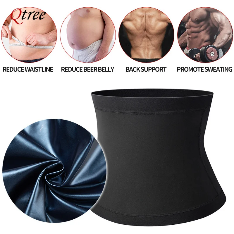 Qtree Hot Corset Waist Trimmer Belly Fat Burner Belt Tummy Control Stomach Girdle Body Shaper Fitness Slimming Strap Men