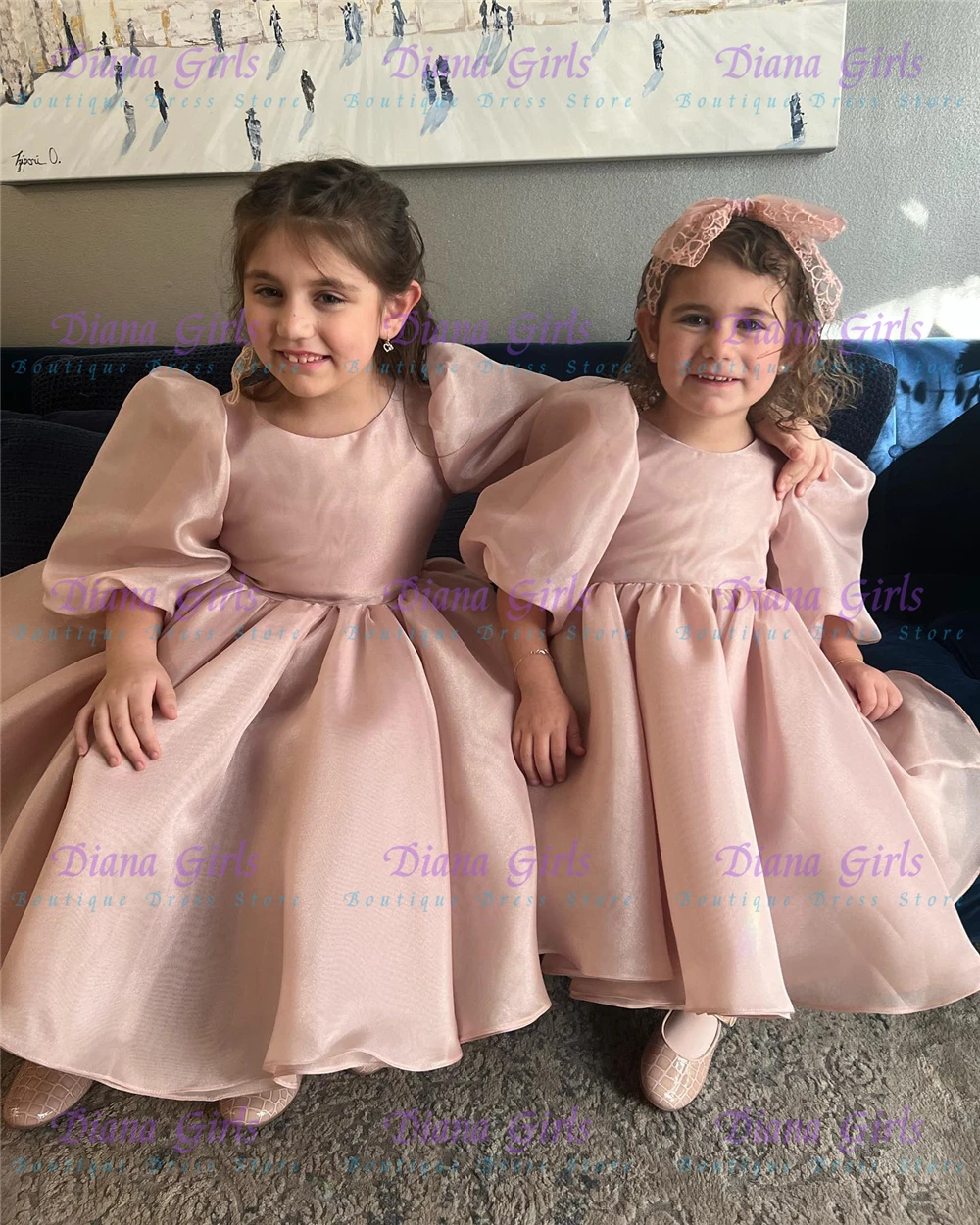 Lovely Pink Flower Girl Dress Quality Satin Fluffy With Exquisite Bow Applique For Kids Birthday Party Evening Ball Gowns