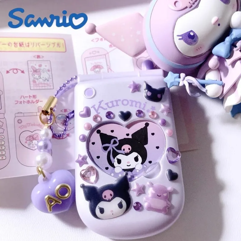 Sanrio Flip Phone Model Hello Kitty Kuromi My Lady Diy Sticker Toy Cosplay Prop Girl Heart Kawaii Harajuku Christmas Gift Toy