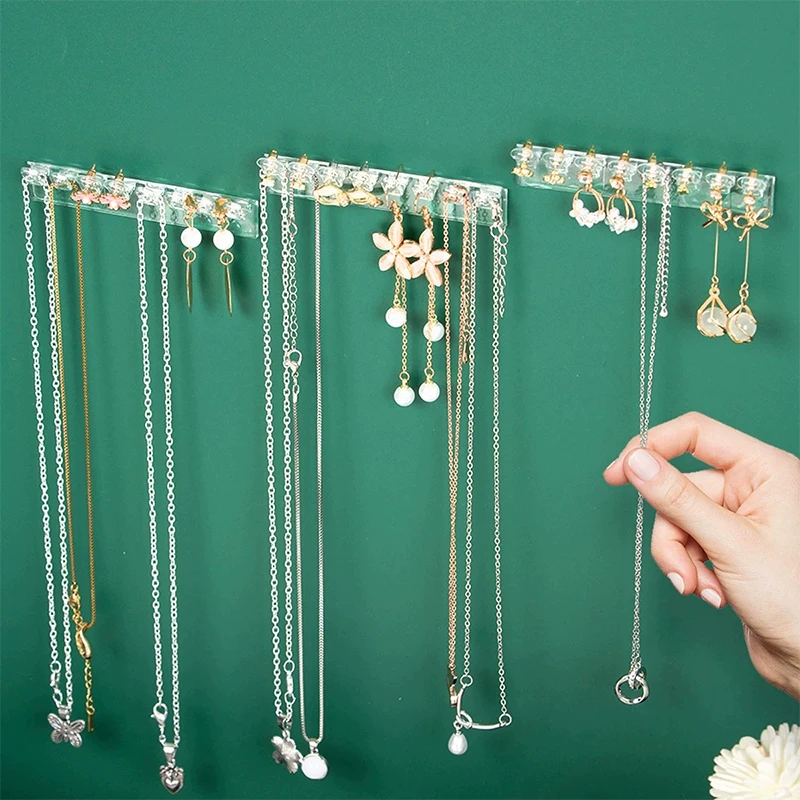 3/6Pcs Self-Adhesive Necklace Organizer, Space-Saving Multi-Functional Jewelry Organizer, Necklace Holder Wall Mounted