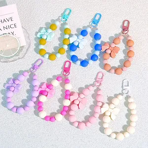 Pink Pearl Bow Keychain, Mobile Phone Chain, Earphone Bag, Anti-Lost Rope, Car Keychain, Beaded Pendant, Backpack Pendant Access