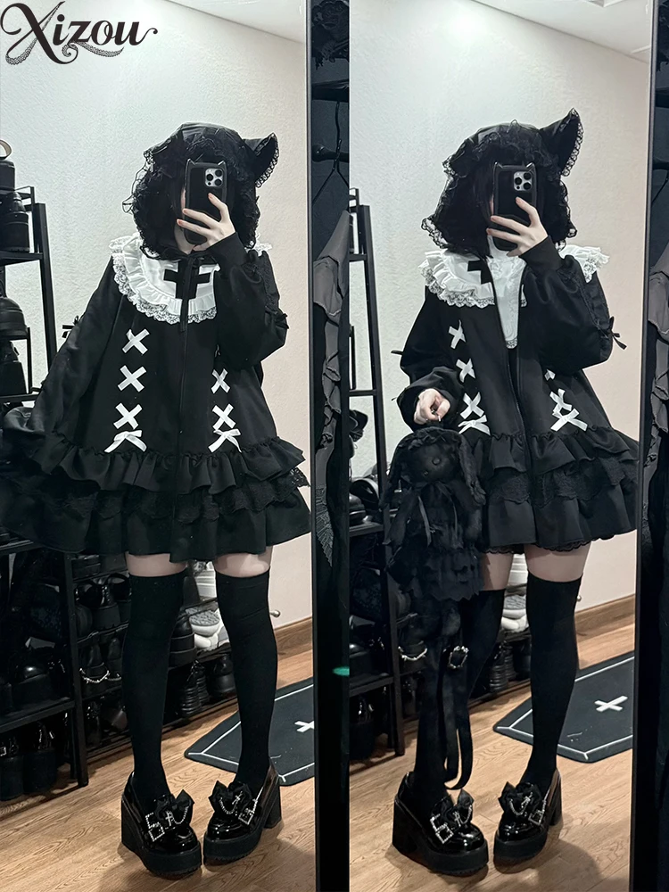 Felpe con cappuccio larghe da donna Cappotti Giacche Lolita dal design originale Giacca in felpa casual dolce e fresca Autunno Inverno 2025