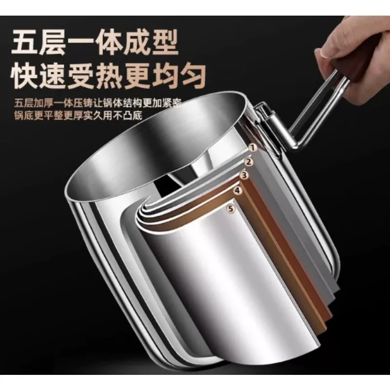 316 Stainless Steel Mini Fryer Household Heightened Deepened Pot with Oil Filter Energy Saving Small Home Frying Kitchen Tool
