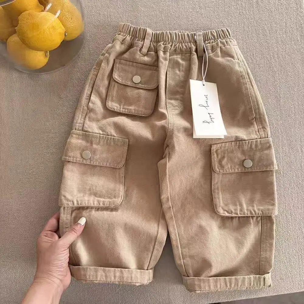 

2026 New Baby Boys' Pants Spring and Autumn Children's Casual Handsome Cargo Pants Kids Trousers 80-140CM