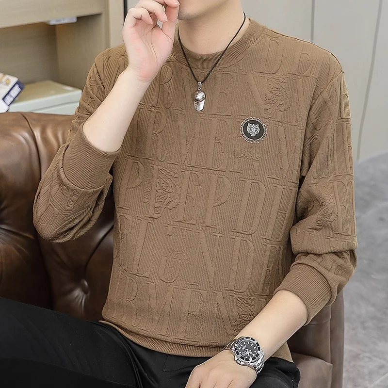 Sweat-shirt Long Sve Crew Ne pour hommes, nouvelle collection printemps-automne, Base brodée irt, T-shirt décontracté et confortable en Polyester