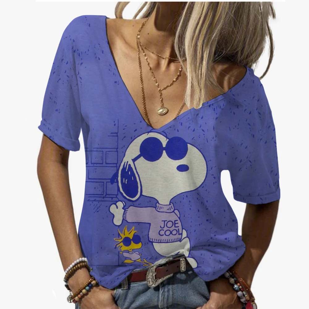 2025 mode femmes Blouse T-Shirts Snoopy imprimer décontracté hauts dames décontracté femmes T-Shirts Harajuku filles à manches courtes vêtements