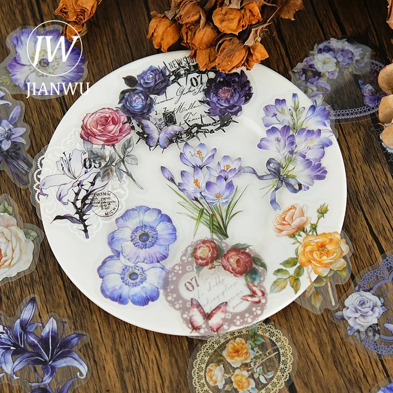 

JIANWU Sleeping with Flower Series, винтажный кружевной цветок, пейзажный материал, коллаж, наклейка для домашних животных, креативные канцелярские принадлежности для журналов «сделай сам»