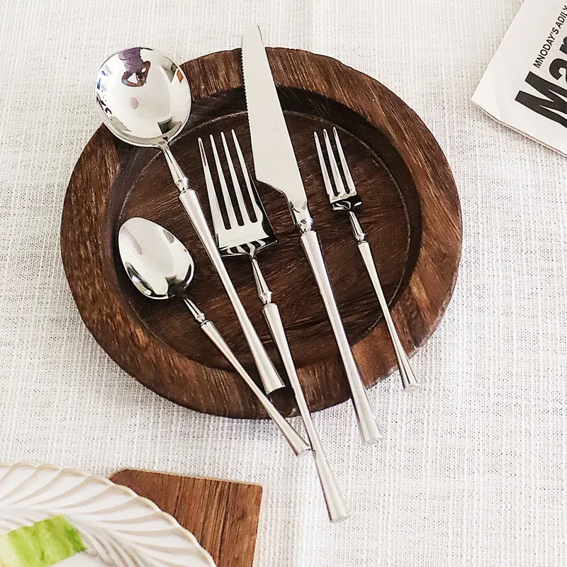 304 Stainless Steel Flatware Slim Waist Design Luxury Fork Spoon Knife Food Grade Durable Home Dinner Festival Banquet