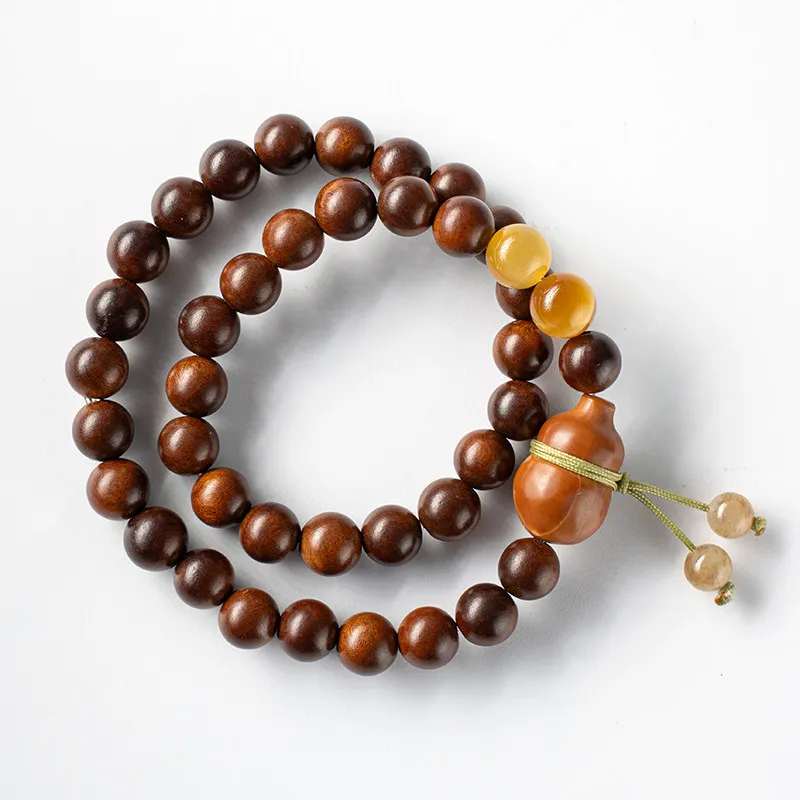 Natural Lightning Struck Wood Olive Bead Rib Jade Tiger Eye Stone Bracelet New Chinese Style Versatile Prayer Beads Gifts