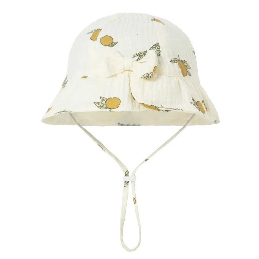 New Thin Baby Fisherman Hat Printed Adjustable Princess Hat Cute Bowknot Baby Sunhat Spring Summer