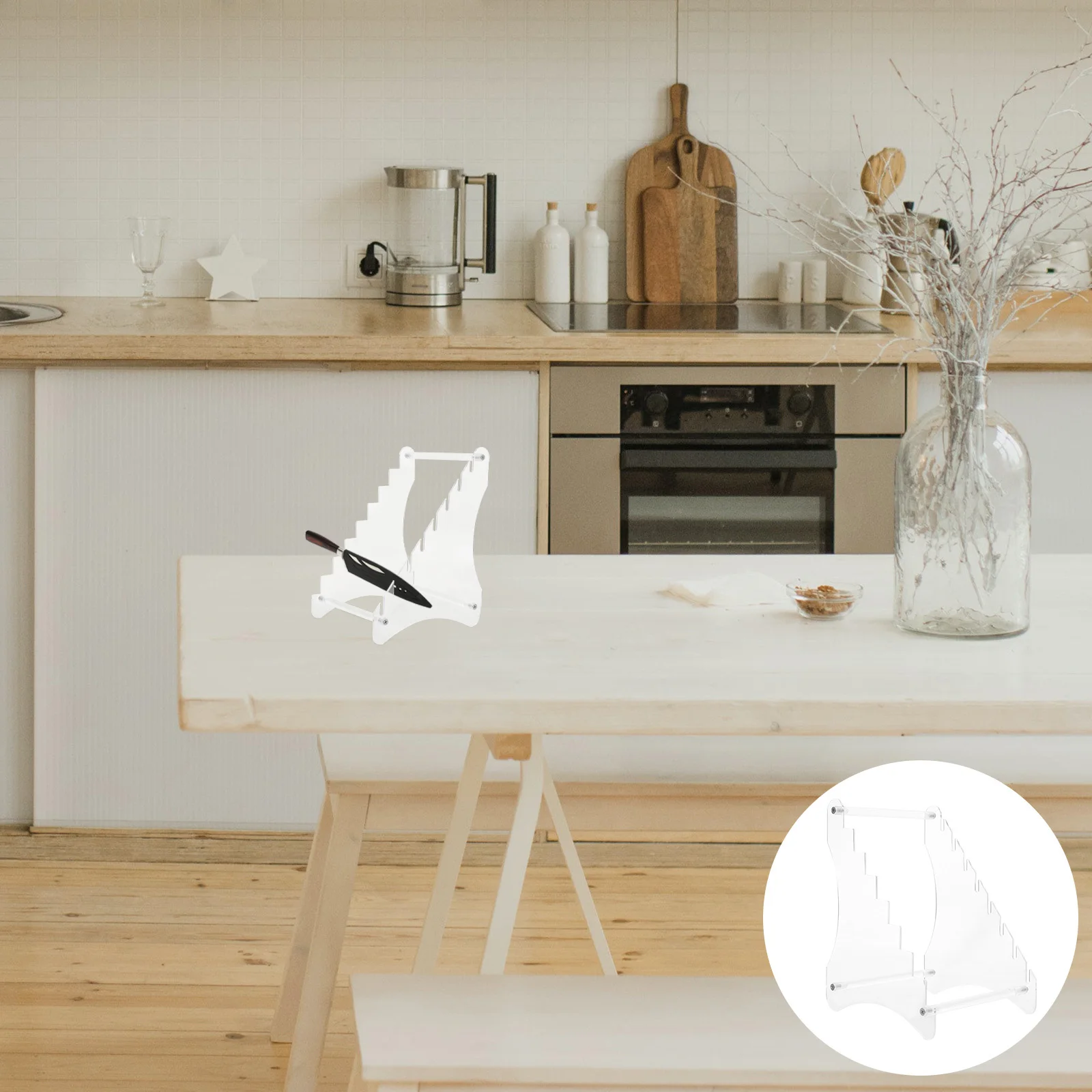 

Universal Acrylic Display Stand Organizer Storage Rack Countertop Desktop Cutter Holder Stand Household