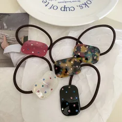 Colored Rhinestone Acetate Hair Ties Scrunchie for Women 2024 Korean Temperament Ponytail Elastic Hair Bands Headdress