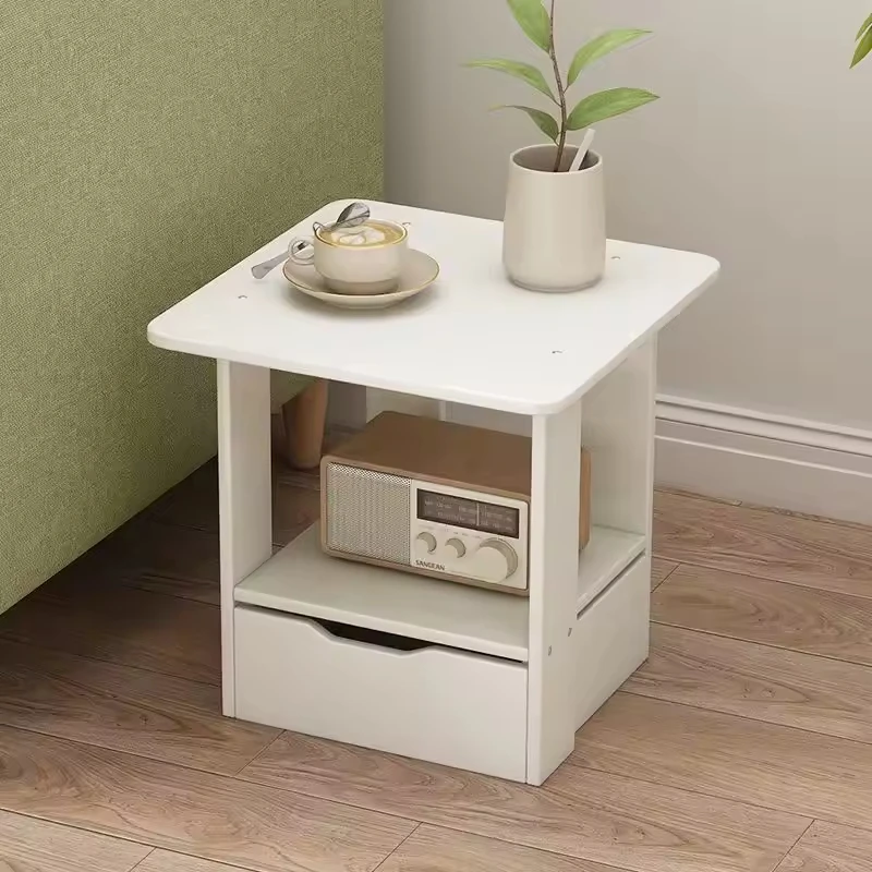 #Contemporary Eco-Friendly Coffee Table Storage 1 Drawer Living Room Sofa Side Cabinet Corner Bedside Table Small Square Mini