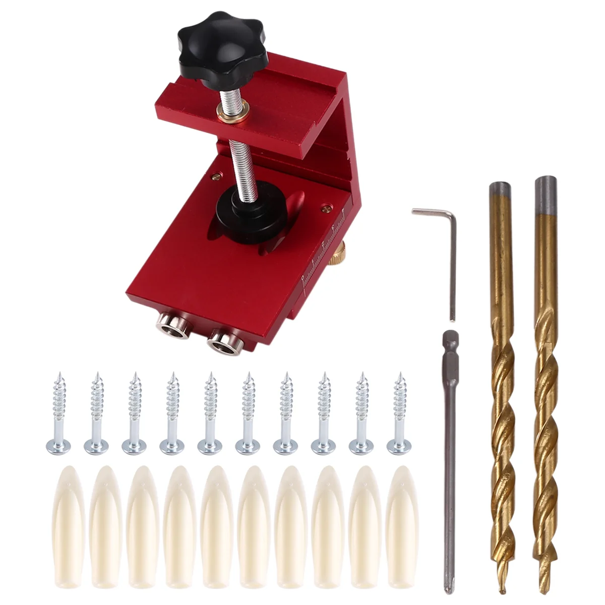 

ABNJ Pocket Hole Drill Guide Dowel Jig, Aluminium Oblique Hole Locator Drilling Kit Woodworker DIY Tools with 9mm Drill Red