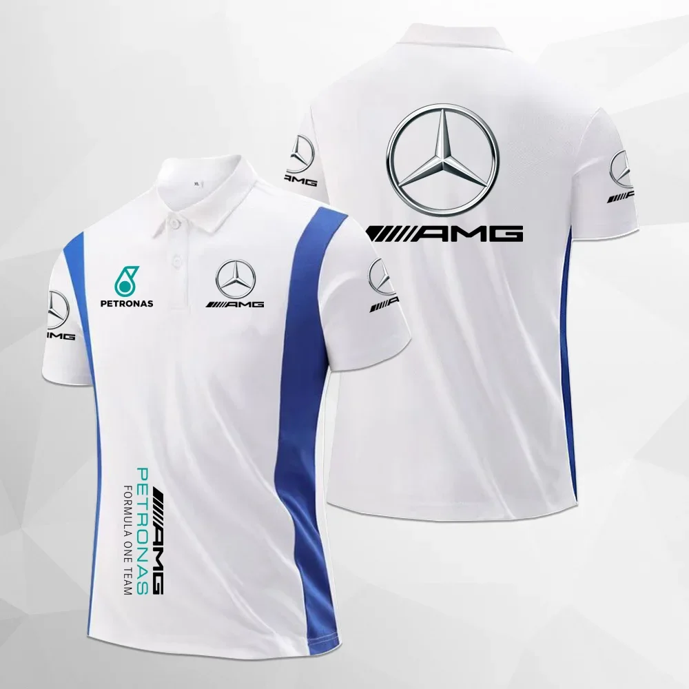 2024, мужская и женская гоночная футболка для езды на мотоцикле Mercedes Benz Marseille AMGF1, модный повседневный костюм-поло