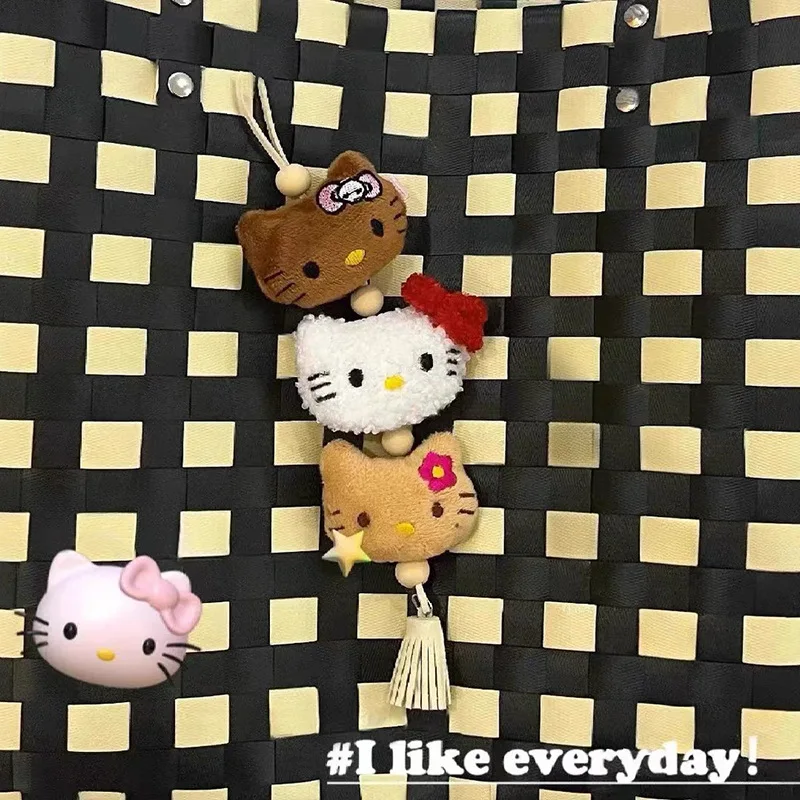 Sanrio Hello Kitty Portachiavi in peluche Kawaii KidsAnime Peluche Portachiavi con ciondolo Donne carine BacCar Keychians Regali di compleanno per ragazze