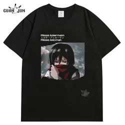 Attack on Titan 100% Cotton High-quality Men's Short-sleeved T-shirt Mikasa Akkaman Fashion Shirt Casual Japanese Anime Tshirt