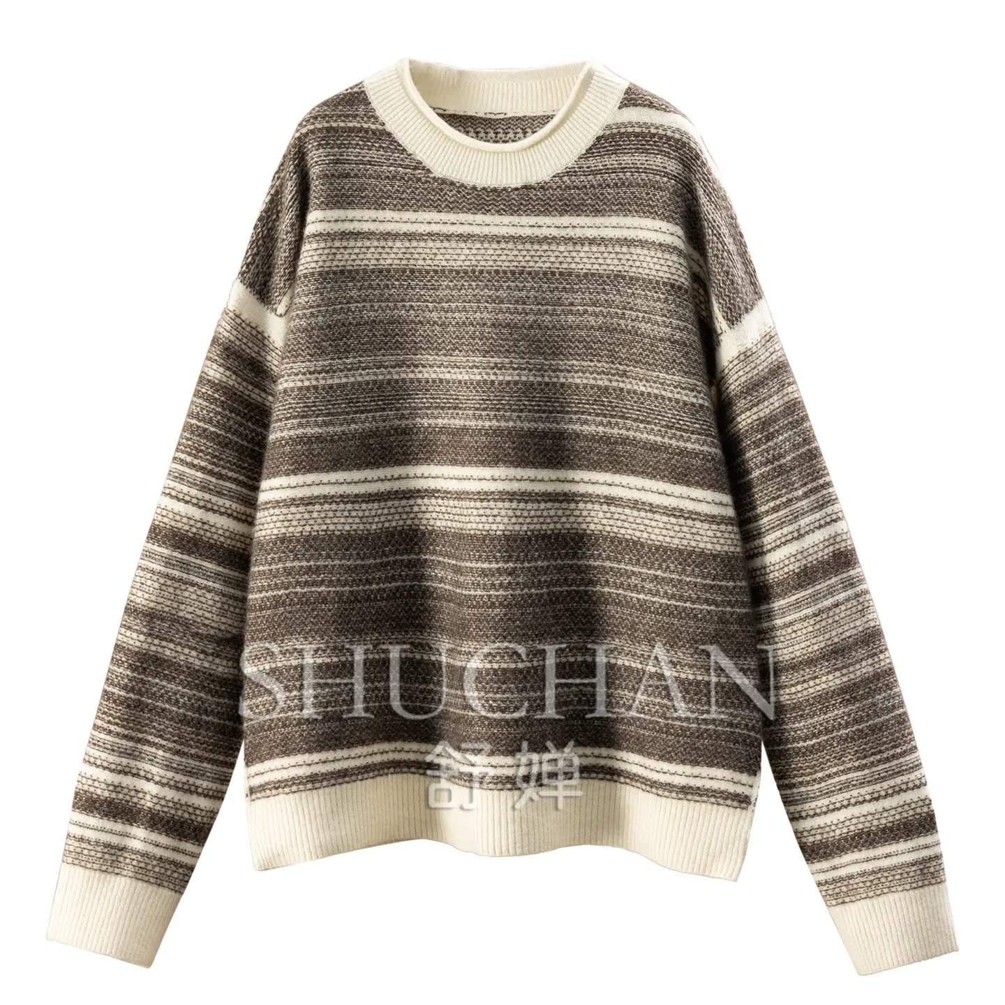 Winter Pullover Thick New Loose Side Split 100% Yak Velvet Curled Round Neck Sweater Women's F327
