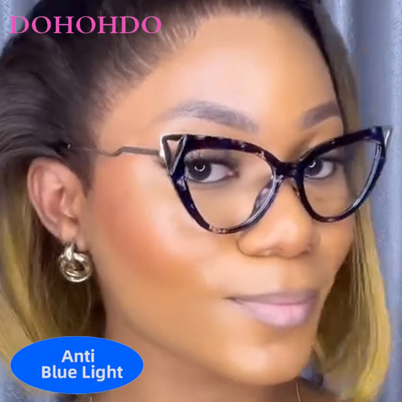 

Trending Luxury Cat Eye Metal Leg TR90 Blue Light Blocking Women's Glasses Brand Design Computer Game Optical Men Spectacle Очки