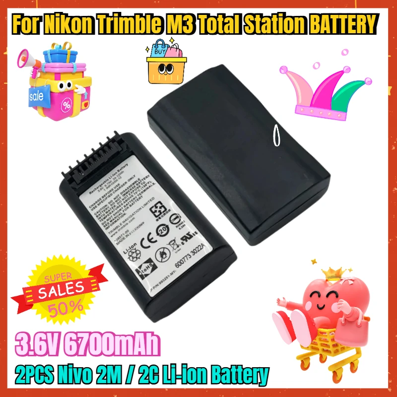 

2PCS Nivo 2M / 2C Li-ion Battery for Nikon Trimble M3 Total Station BATTERY 3.6V 6700mAh