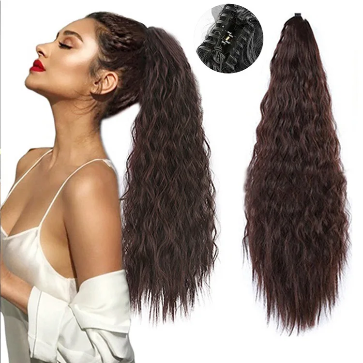 Synthetic Long Curly Claw Ponytail Hairpiece Voluminous Wave Ponytail Extension Corn Wave Clip Fluffy High Ponytail Cosplay