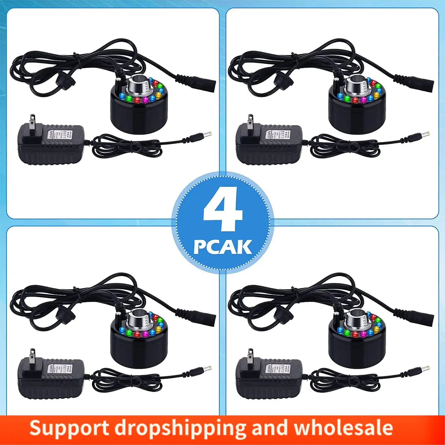 

AA86 4 Pcs Ultrasonic Fogger Water Fountain Pond Fog Machine Color Change Fogger US Plug
