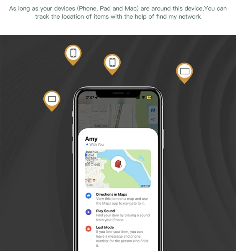 Smart Tracking Tag for Apple Find My - MFI Approved GPS Locator for Keys Cars Luggage