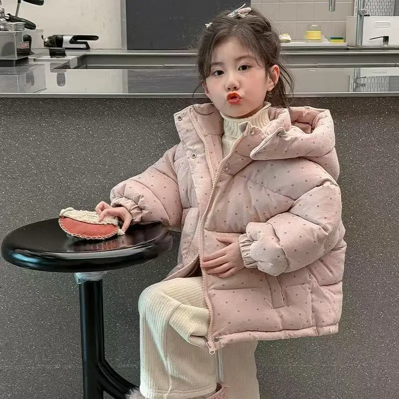 Baby Girls Hooded Cotton Padded Coat 2026 New Winter Thick Warm Quilted Jacket Toddler Kids Fashion Outerwear