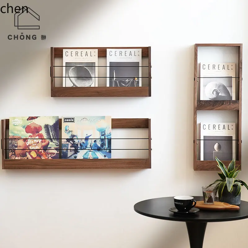 

HTT Wall-Mounted Storage Rack Wall Hanging Books Magazines Vinyl Storage Living Room Wall Decor Creative Solid Wood