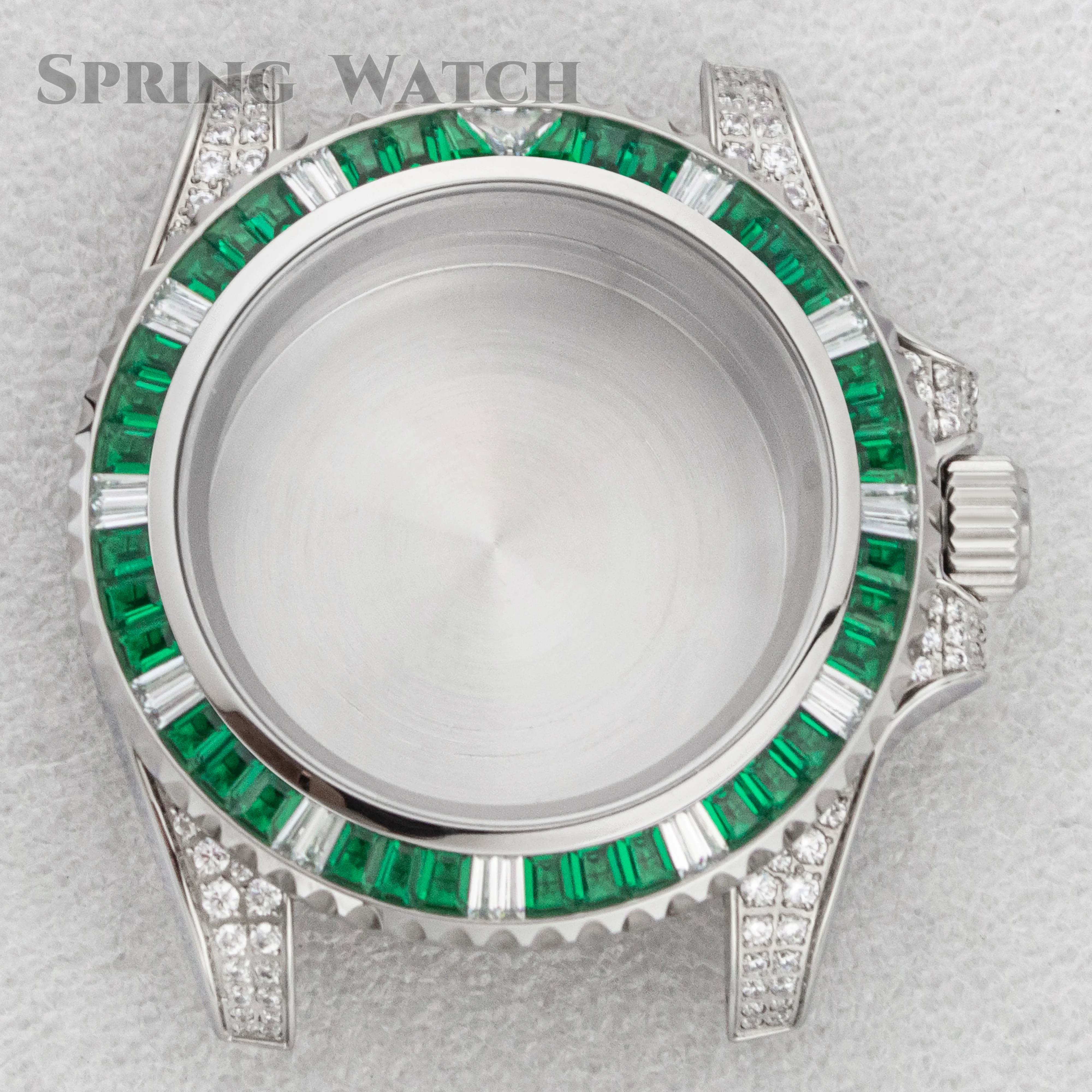 40mm NH35 NH36 Watch Case Diamond Studded Watch Bezel Stainless Steel Waterproof Case For SUB GMT Watch Movement Mod Parts