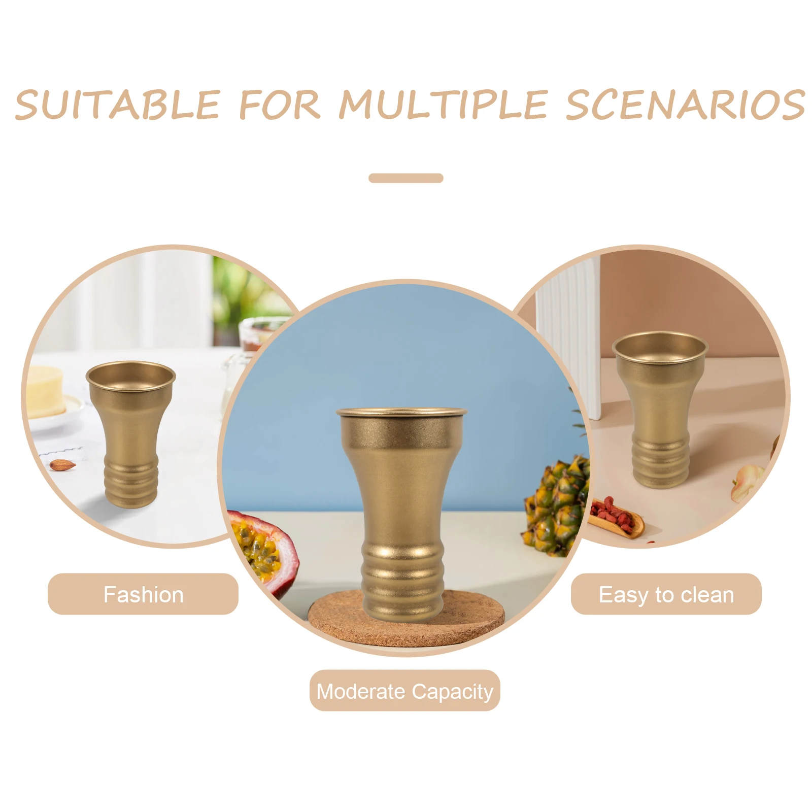 

Stainless Steel Juice Cup 304 Retro Cups for Tea Coffee Milk Soda Compact Easy Clean Flat Bottom Camping Tumblers