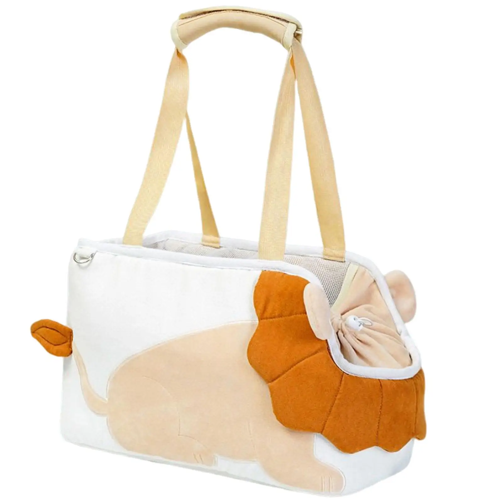 Pet Cat Shoulder Bag Pouch Hand Tote Cat Carrier Cartoon Lion Pattern 16.5x7.8x9.8inch Padded Carrying Strap Outdoor Hands Free