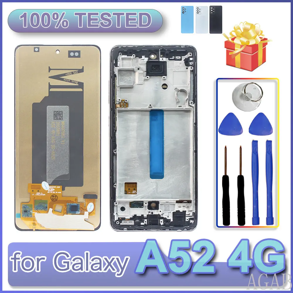 6.5” AMOLED LCD for Samsung Galaxy A52 4G LCD Display Touch Screen Digitizer Replacement Part for Samsung A525F A525U Phone LCD