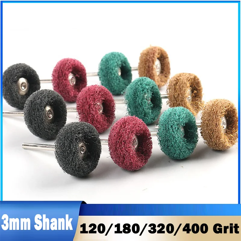 5Pcs 3mm Shank Nylon Mini Drill Abrasive Brush Buffing Polishing Wheel Rust Remover for Dremel Rotary Tool Accessories